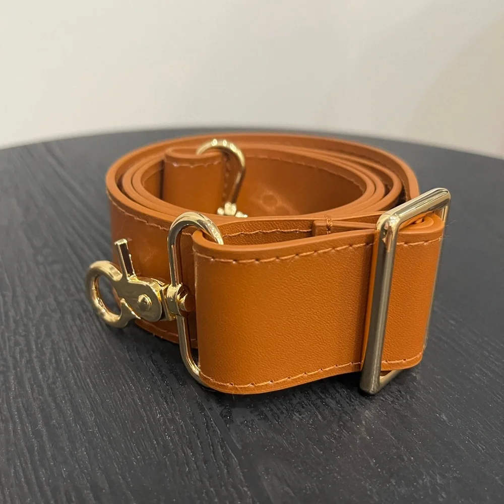 Tan and Gold Toned Guitar Purse Strap - Picture 2 of 7